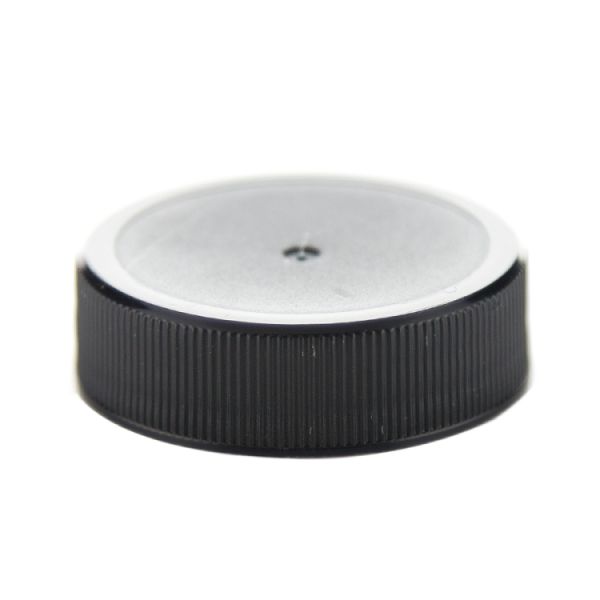 38-400 Flat Top Cap with Pressure Sensitive Liner - Bag of 25 - Black