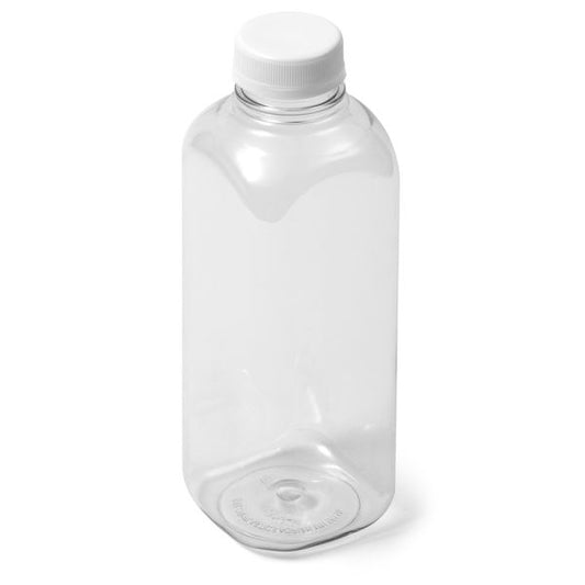 20 oz Clear PET Square Bottle - PANO Premium Tamper Evident Neck