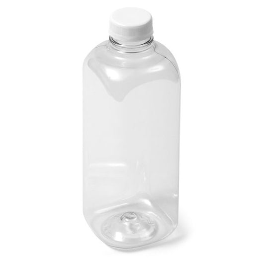 32 oz Clear PET Square Bottle - PANO Premium Tamper Evident Neck