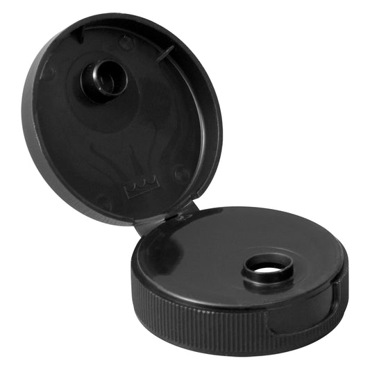 38-400 Flip Top Cap with Pressure Sensitive Liner - 7.62mm Round Oriface - Bag of 25 - Black