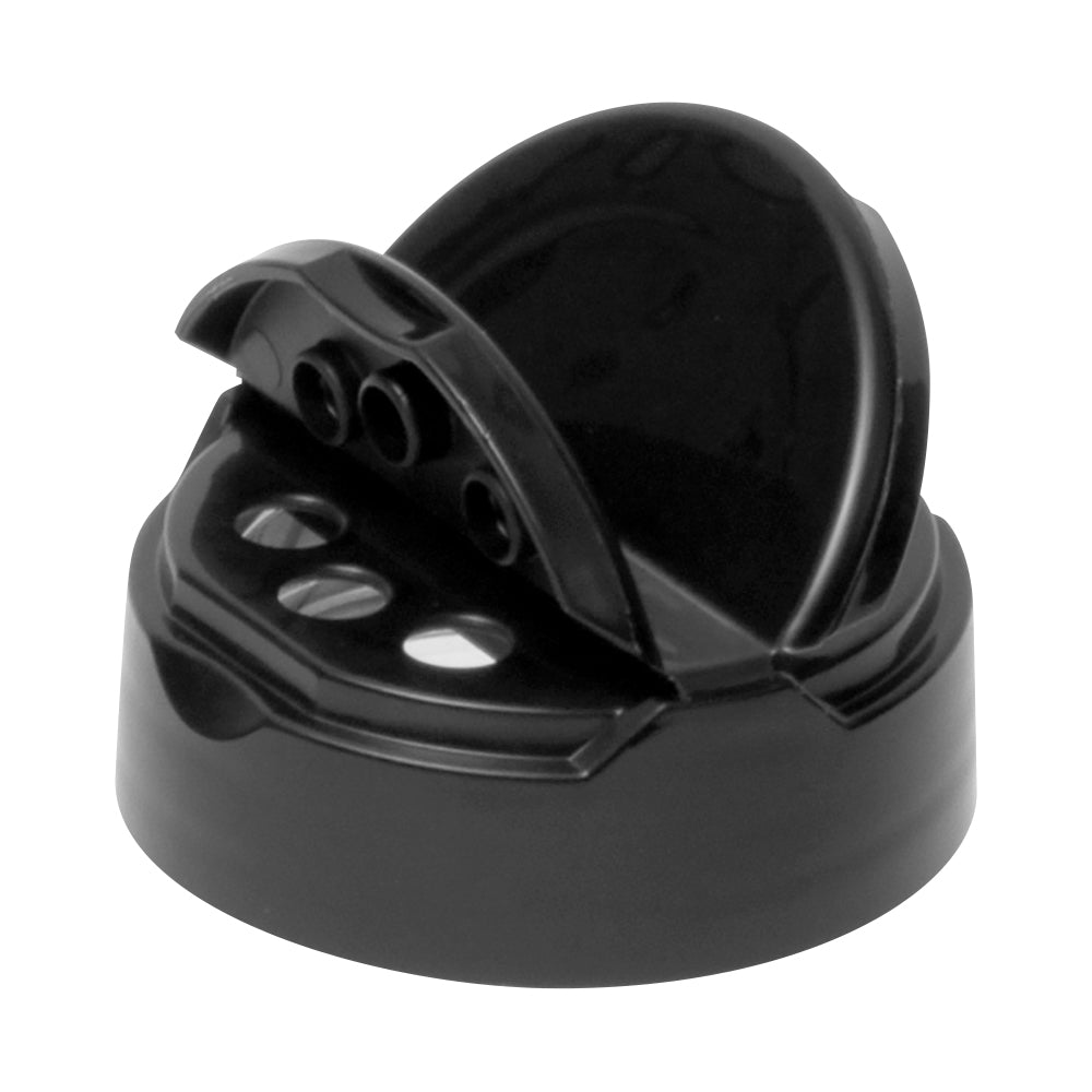 38-400 Flip & Sift Spice Cap with Pressure Sensitive Liner - Bag of 25 - Black