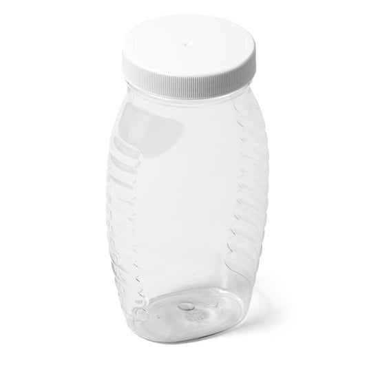 1 lb (12 fl oz) Clear PET Wide Mouth Oval Honey Jar - 58-400