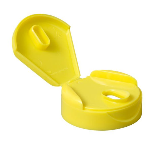38-400 Liquiflapper Flip Cap with Teardrop Orifice with F217 Liner - Case of 2300 - Yellow