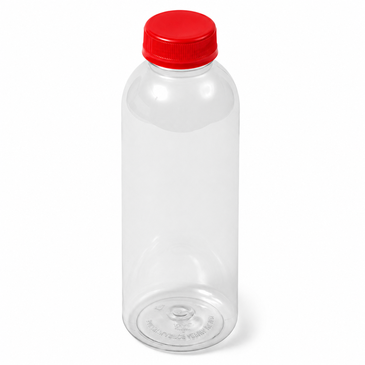 12 oz Clear PET Round Bottle - DBJ Tamper Evident Neck with Red Cap