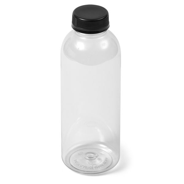 16 oz Clear PET Round Bottle - IPEC Tamper Evident Neck with Black Cap