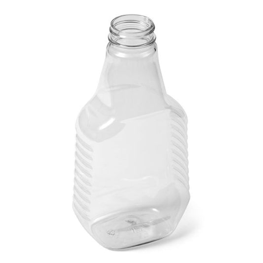 22 oz Clear PET Unique Square Sauce Bottle - 38-400 Neck Finish
