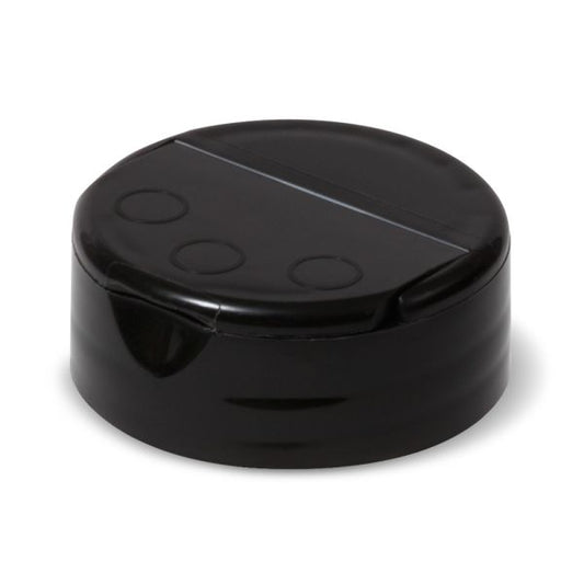 38-400 Flip & Sift Spice Cap with Pressure Sensitive Liner - Bag of 25 - Black