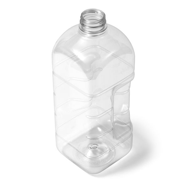 64 oz Clear PET Square Gripper Bottle - DBJ Tamper Evident Neck