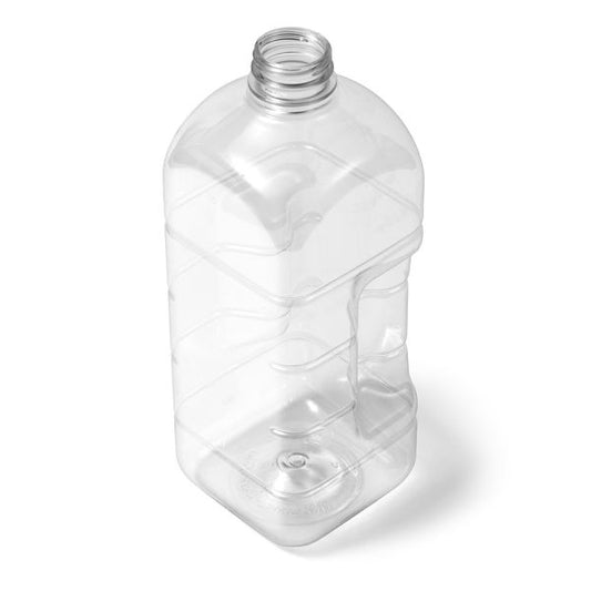 64 oz Clear PET Square Gripper Bottle - DBJ Tamper Evident Neck