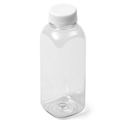 12 oz Clear PET Square Bottle - 38-400 Neck Finish