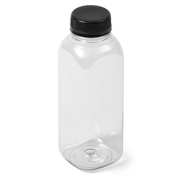12 oz Clear PET Square Bottle - 38-400 Neck Finish