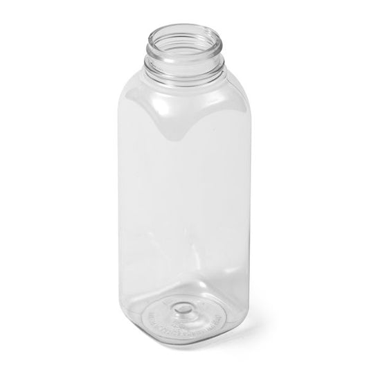 12 oz Clear PET Square Bottle - 38-400 Neck Finish