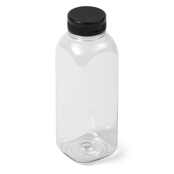 12 oz Clear PET Square Bottle - 38-400 Neck Finish