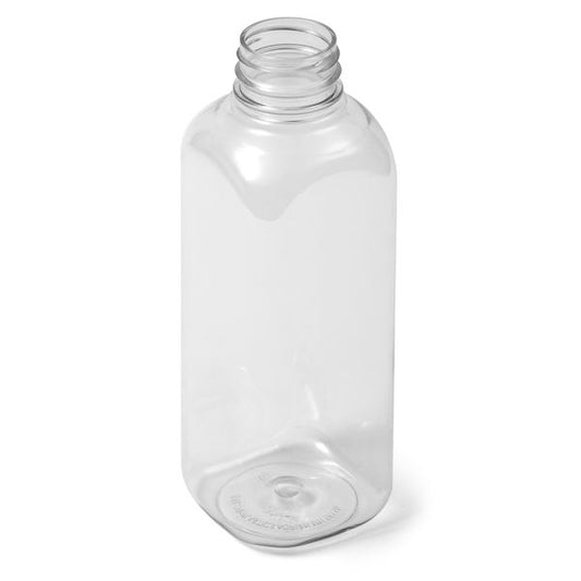 20 oz Clear PET Square Bottle - PANO Premium Tamper Evident Neck