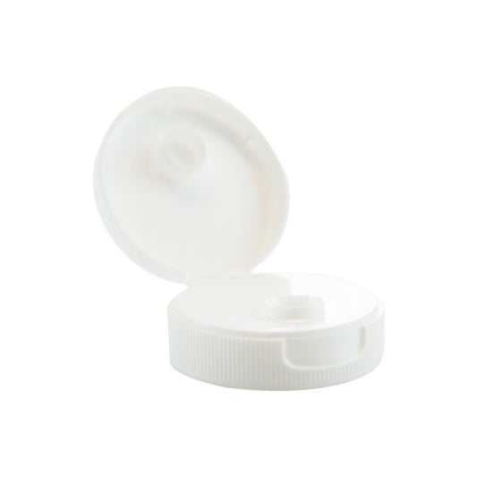 38-400 Flip Top Cap with Pressure Sensitive Liner - 7.62mm Round Oriface - Bag of 25 - White