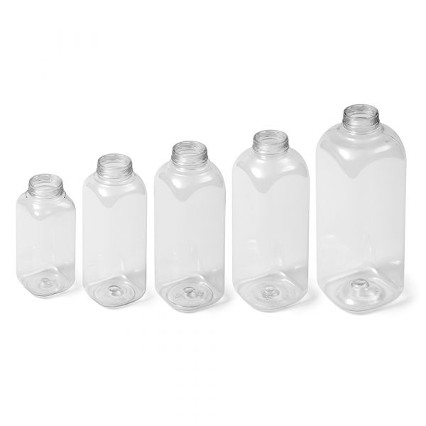 16 oz Clear French Square Glass Bottle with Black Cap